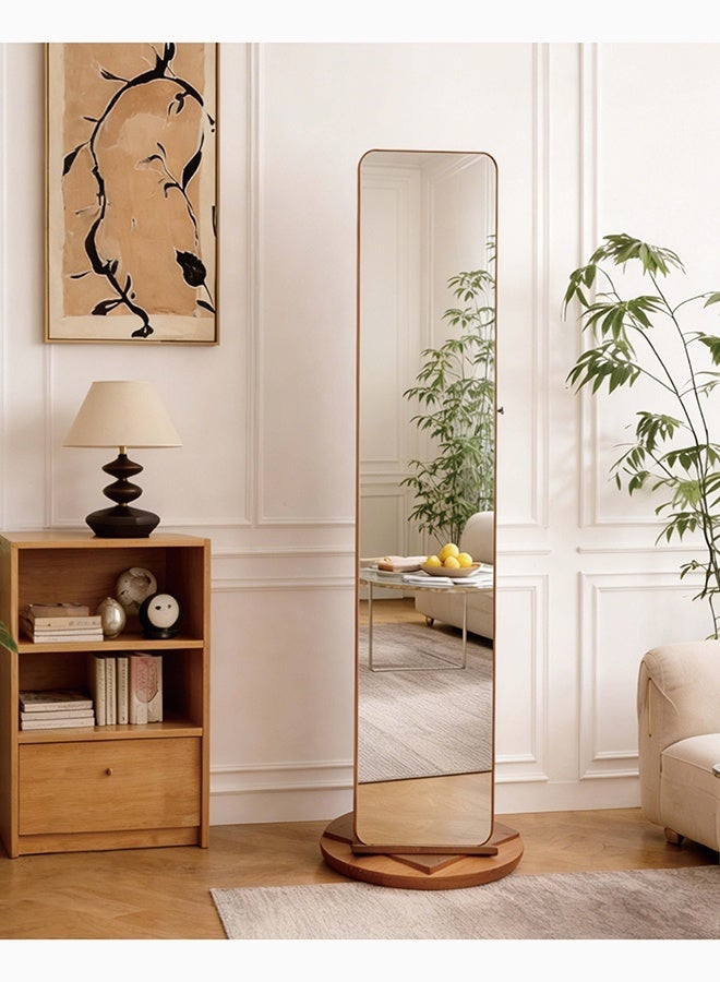 Noon East 3 In 1 Floor Full Length Mirror With Dresser Hanger Assembly And Horizontal Storage Cabinet Solid Wood Jewelry Storage Mirror With Household Rotating Mirror - Size 170cm x 54cm - Image 1